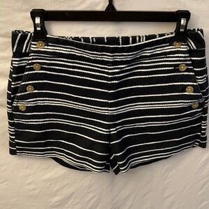 Banana Republic: Black & White Nautical Striped Shorts- Cotton Blend- 2
